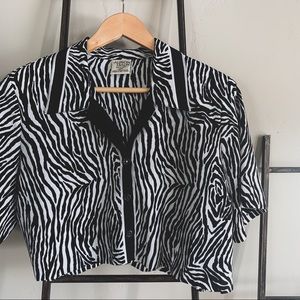 Vintage Cropped Zebra Blouse